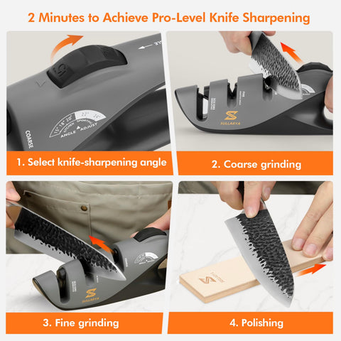 Fine slot refines edges for a sharp kitchen blade finish