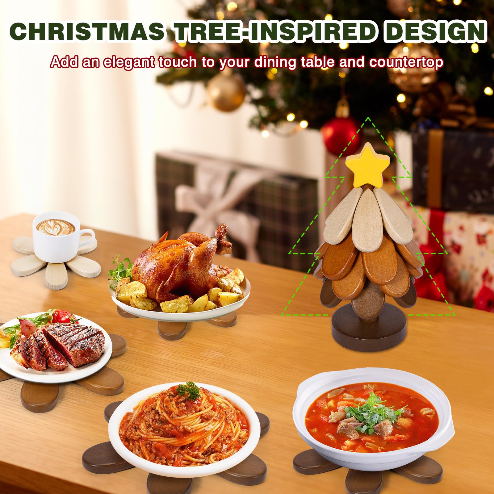 Sumapner walnut tree-trivet off-white variant complements holiday tables.