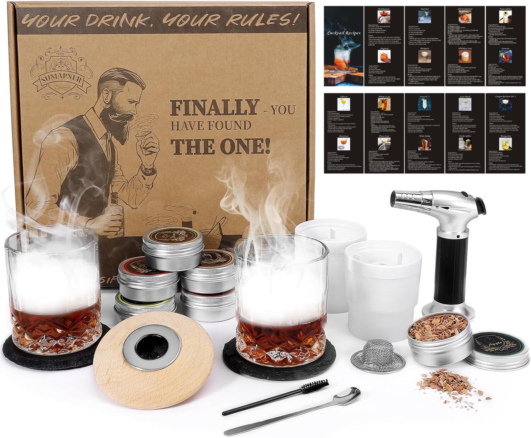 Sumapner whiskey smoker kit with torch delivers smoky aroma for cocktails