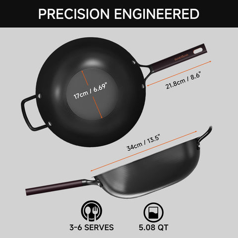 SUMEIGUAN flat-bottom wok ensures stable contact on all stovetops