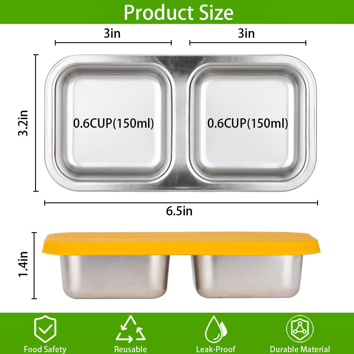 SUMERX leakproof double-compartment lid keeps dips and snacks separate during travel.