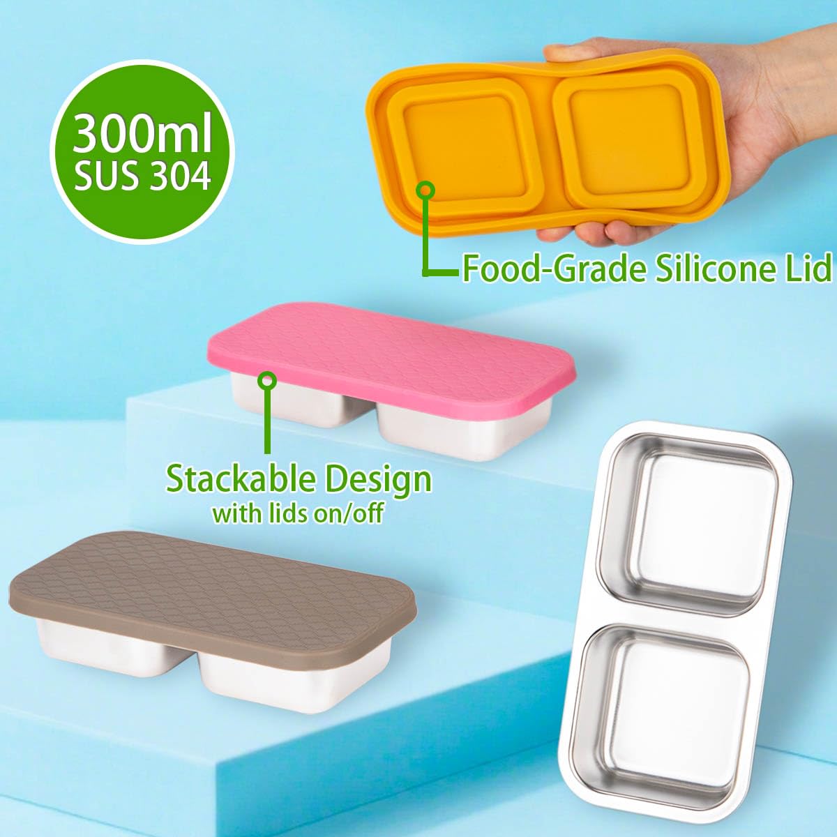 SUMERX portable snack box sized 6.5 by 3.2 by 1.4 inches for easy transport.