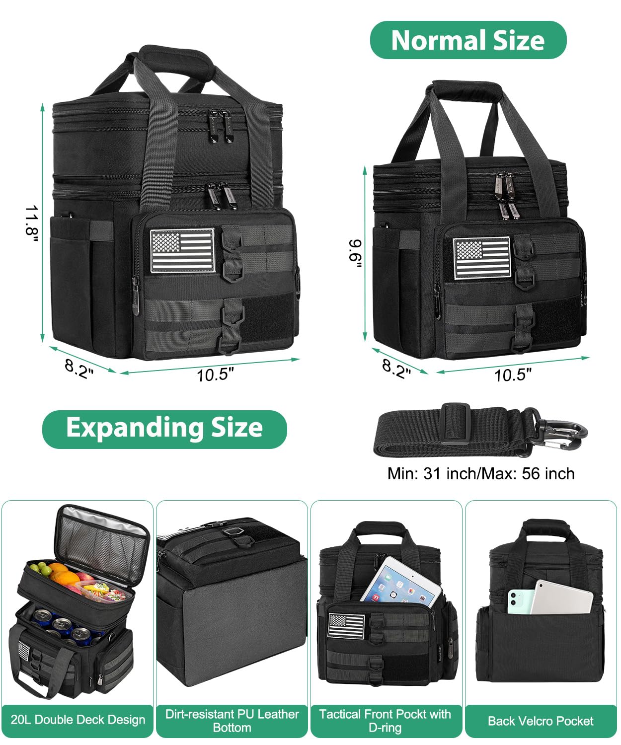 SumeStar front pocket shows Velcro for displaying an American flag or emblem.