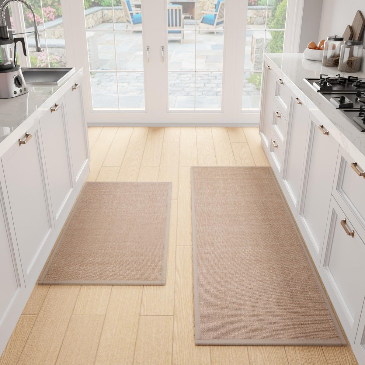 SUMLANS kitchen mat with non-slip back keeps you steady on slick floors.