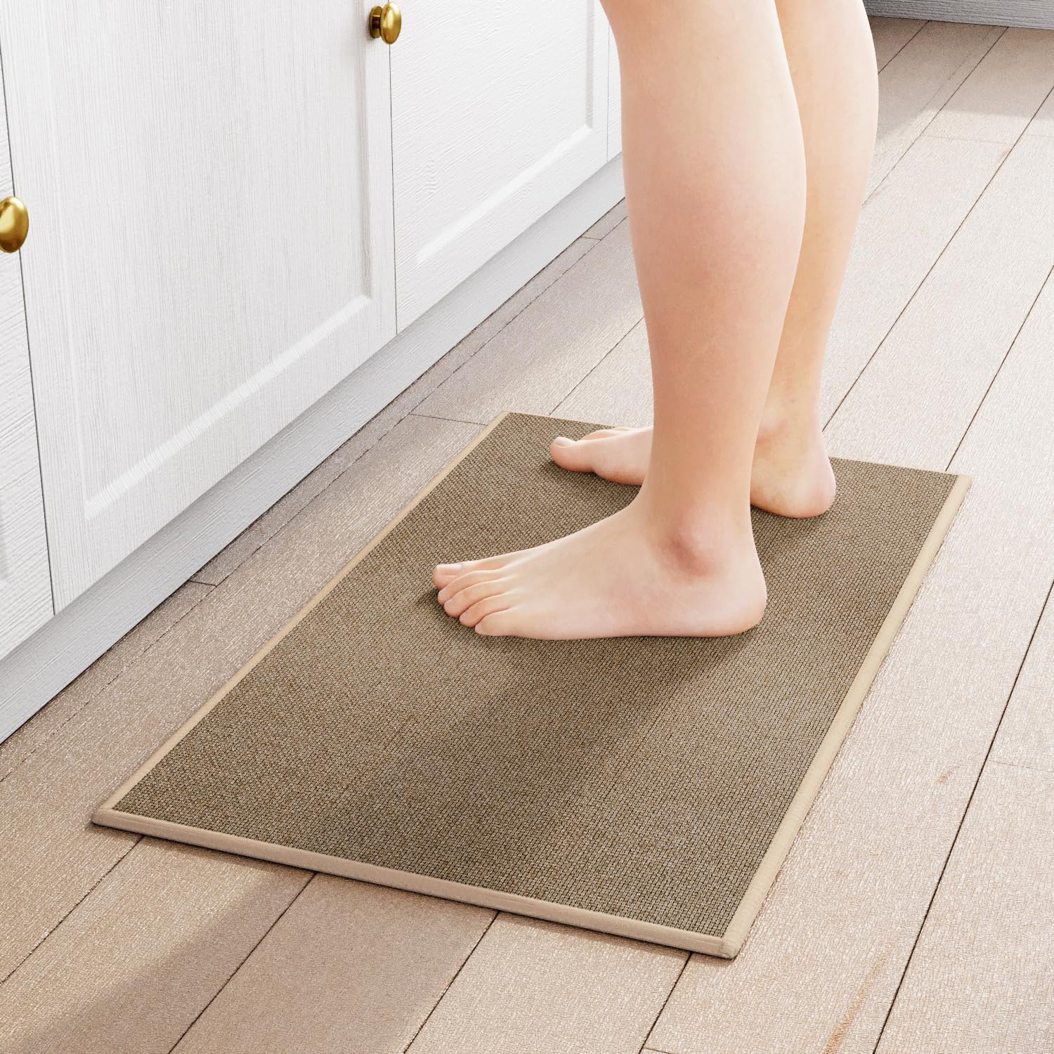 SUMLANS kitchen mat non-slip rubber back for secure footing on slick floors.