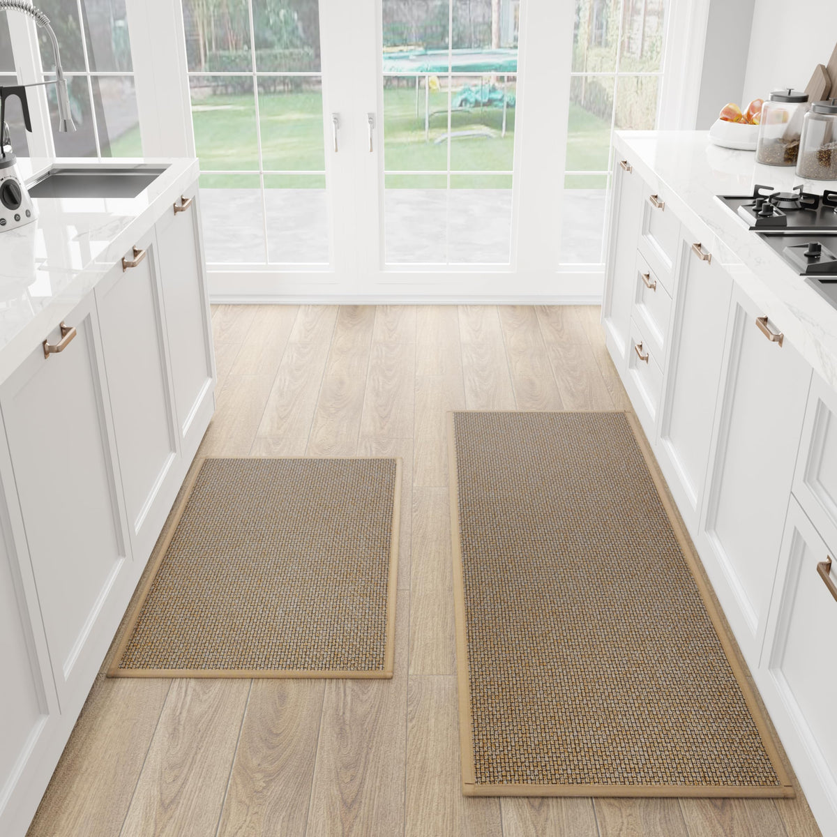 SUMLANS kitchen mat set 2pcs with non-slip back for steady footing on floors