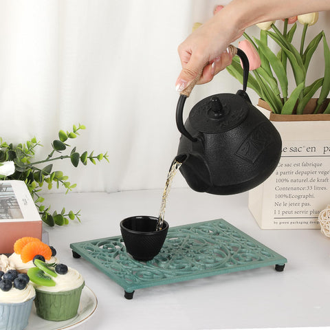 Sumnacon green cast iron trivet included pair for versatile placement near stove or table