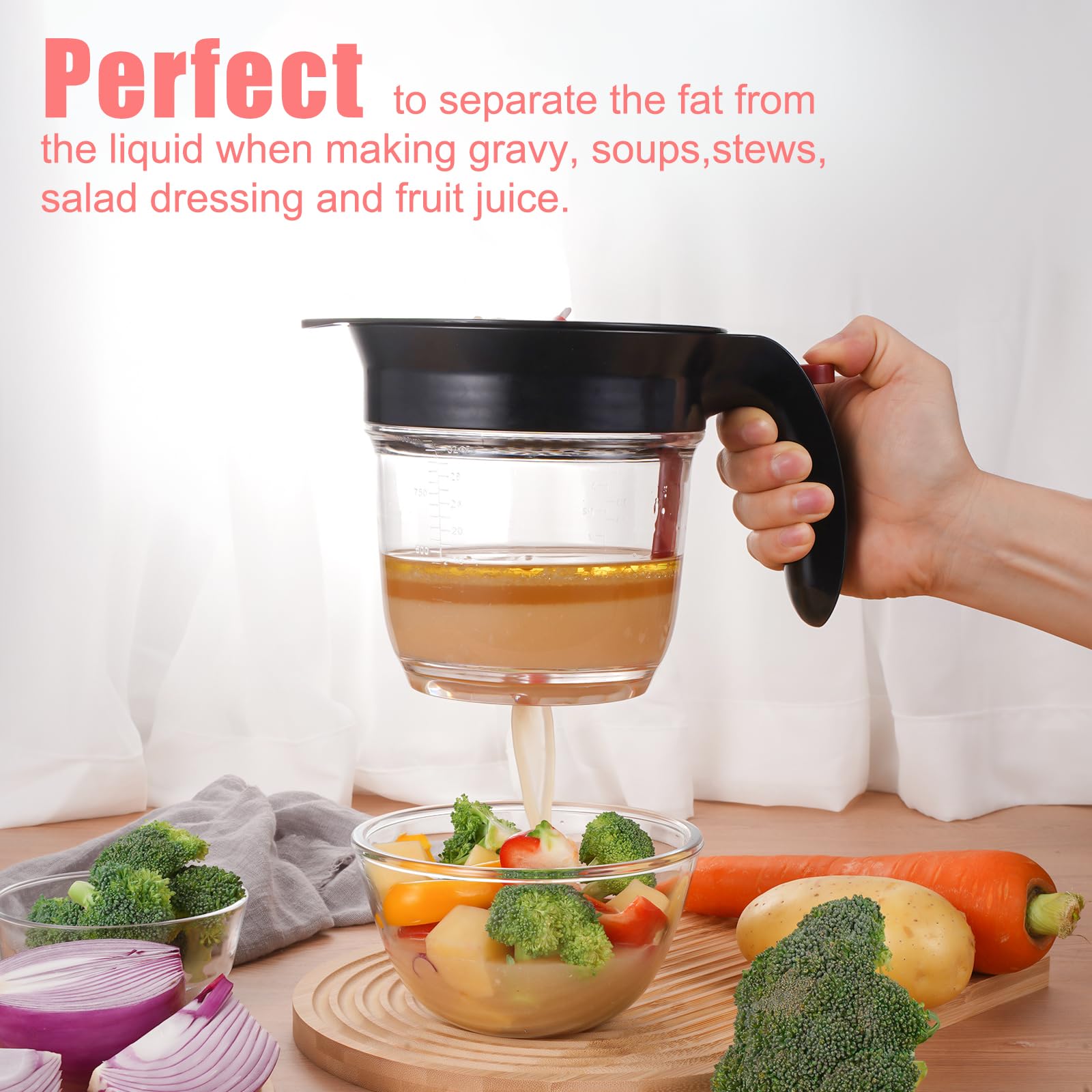 Sumteene fat separator showing clear scale for portion control