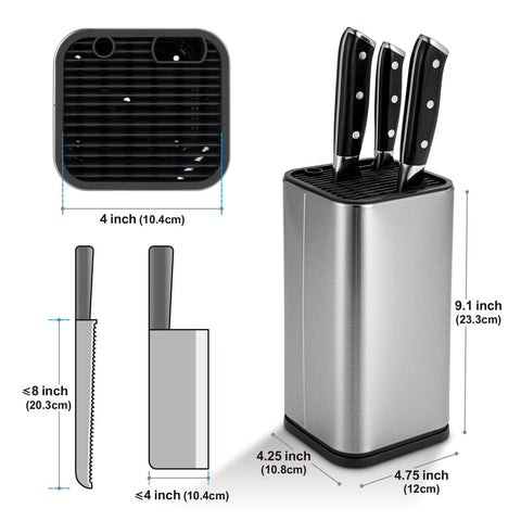 Sumteene knife block interior with separate slots to prevent blade contact