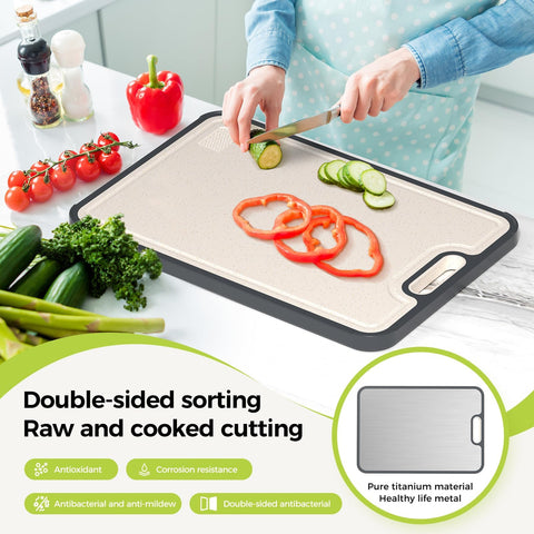 Sumzzz cutting board dual-surface design for versatile raw and cooked prep.