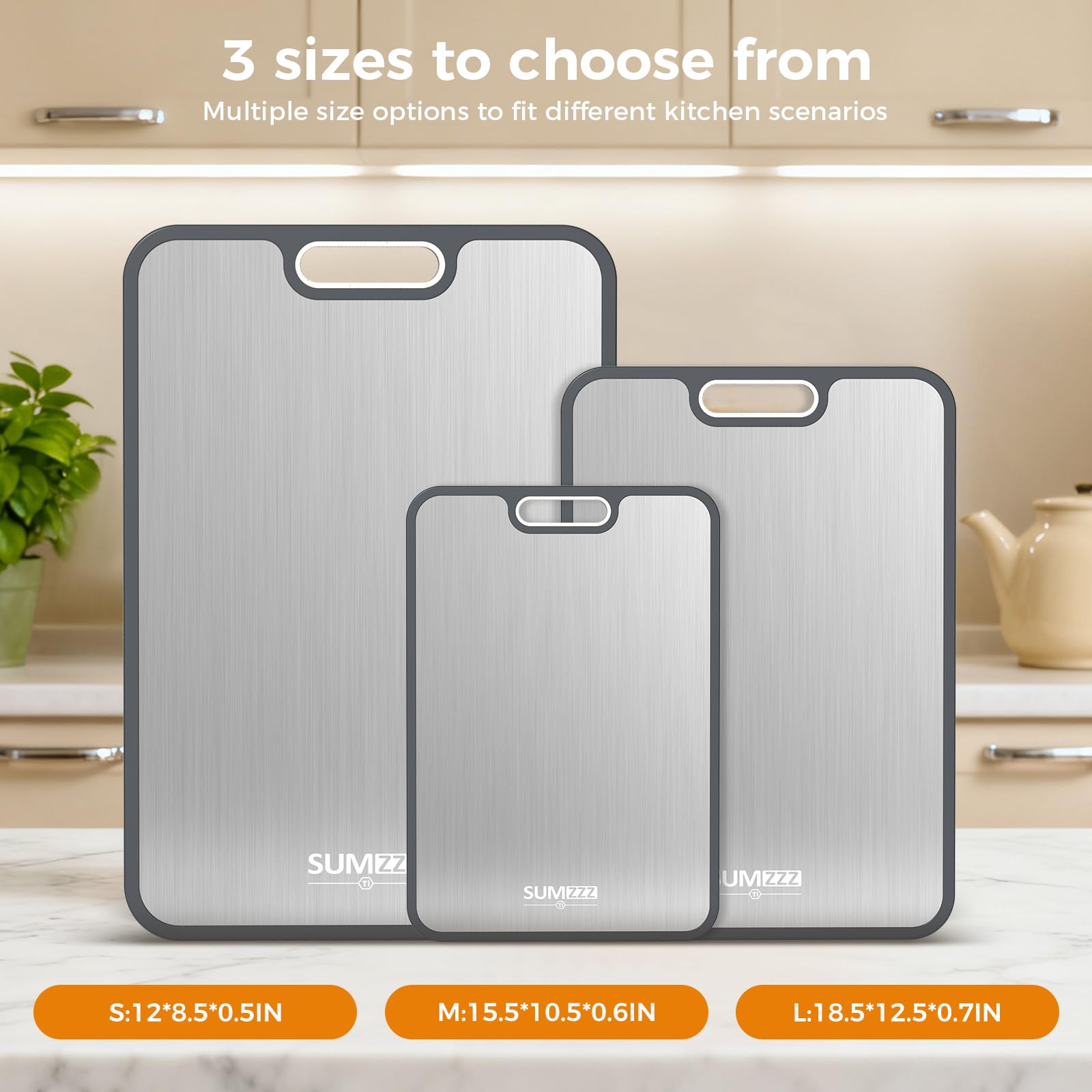 Sumzzz cutting board easy-clean surface stays non-sticky and rinses clean.
