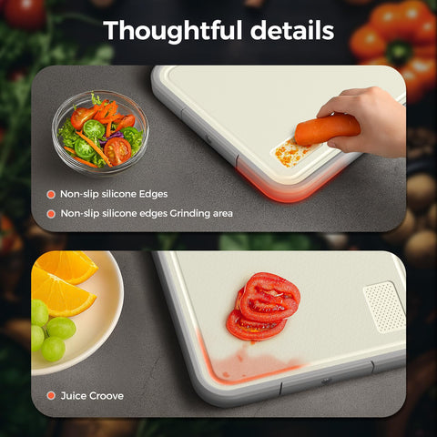 Sumzzz non-slip base keeps board steady on slick counters