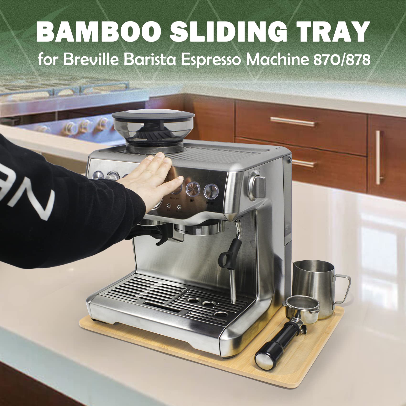 Sun3drucker bamboo appliance slider easy-move highlights smooth effortless machine repositioning