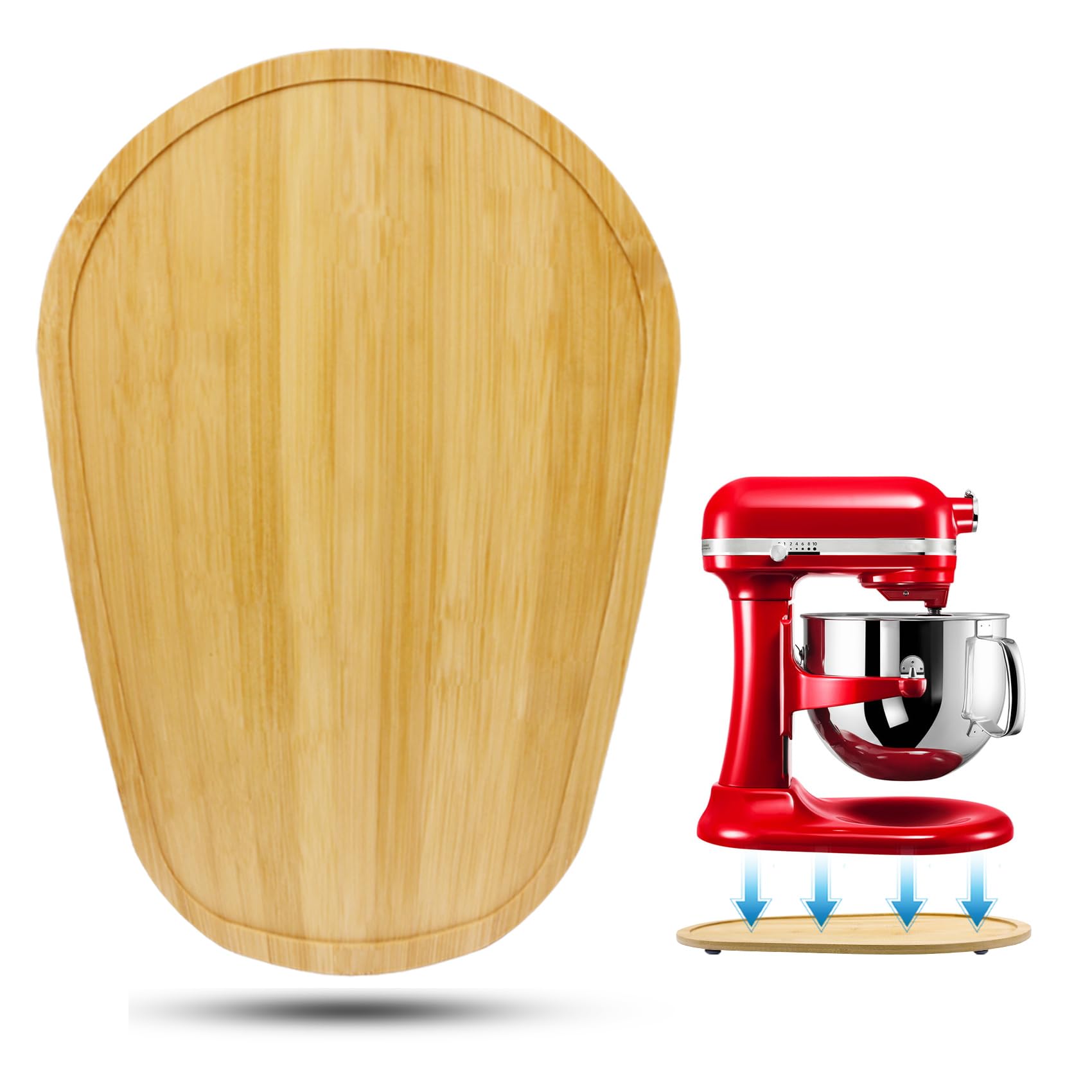 Sun3drucker Bamboo Slider on kitchen counter illustrates protective surface and smooth movement.