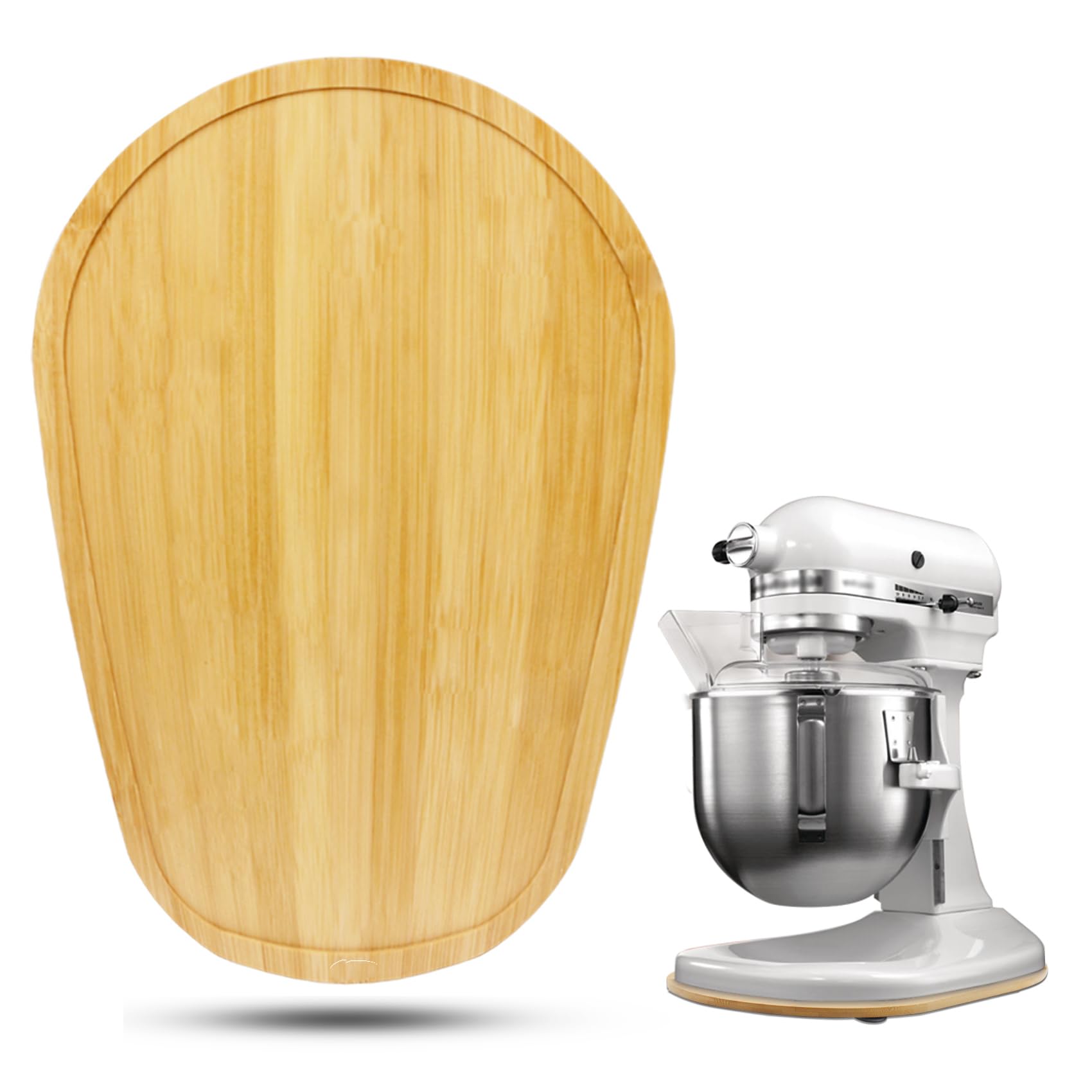 Sun3drucker Bamboo Slider under the KitchenAid 5-8 Qt mixer for easy relocation.