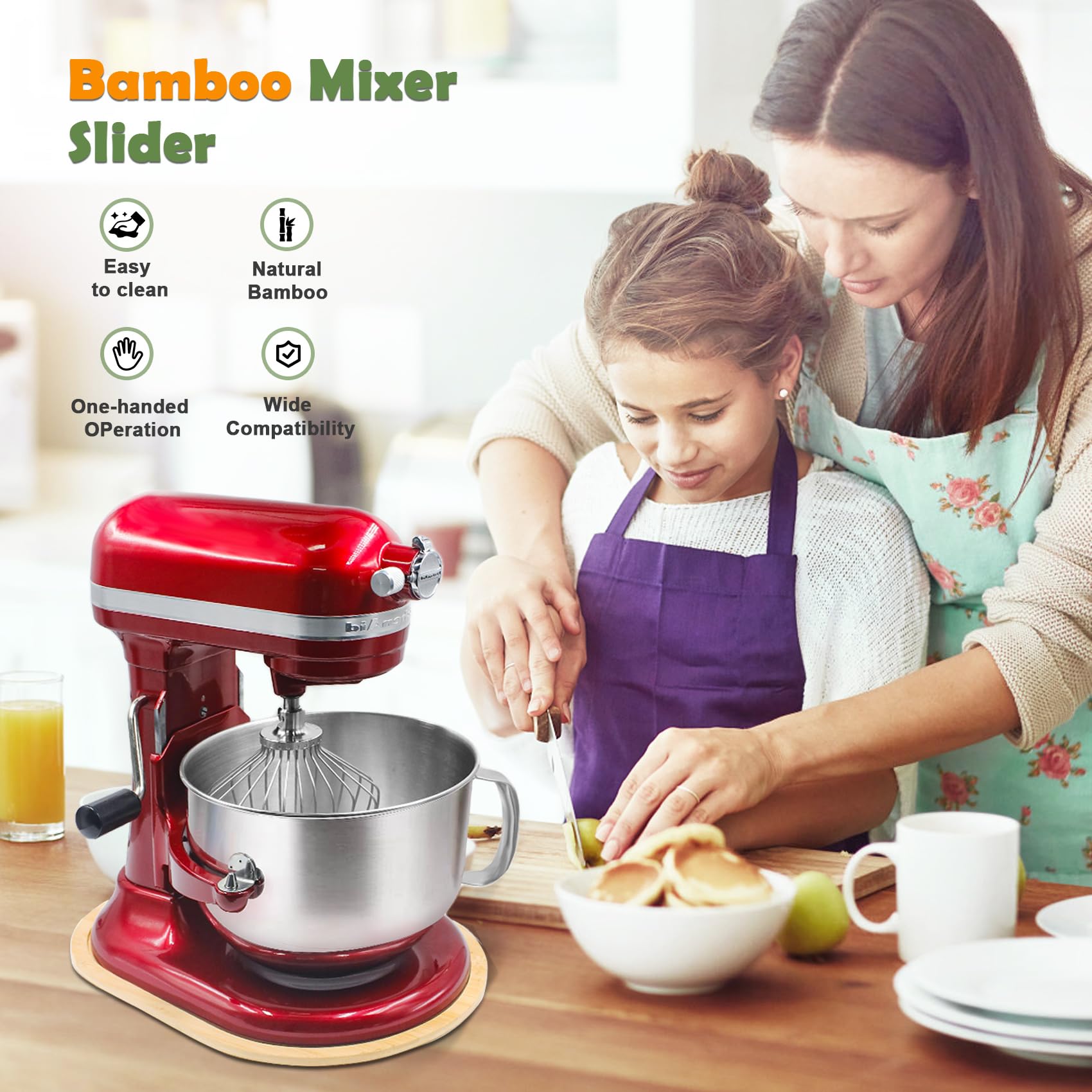 Sun3drucker Bamboo Slider package photo shows included slider for 5-8 Qt bowl lift mixers.