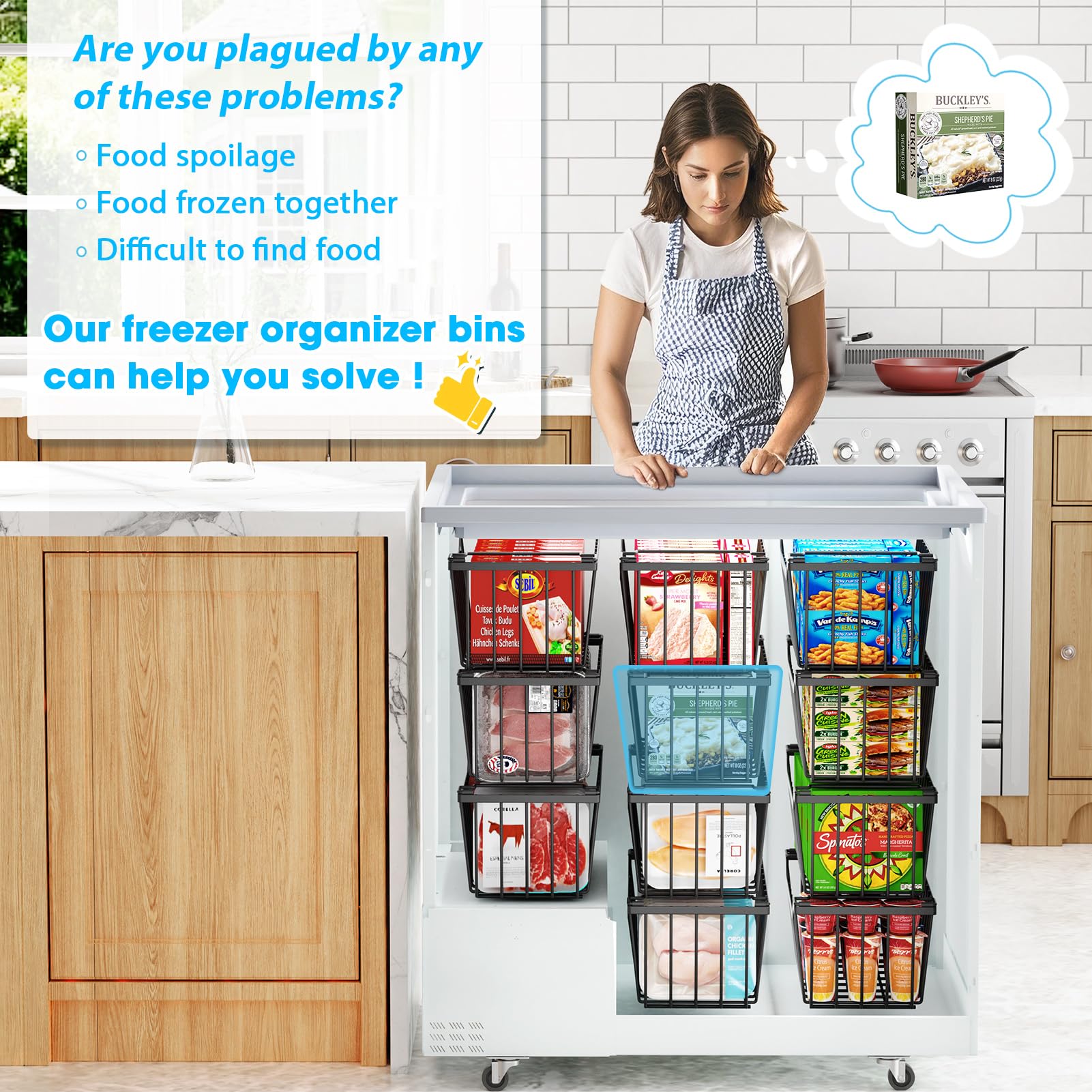 SUNALLY freezer bins metal construction withstands freezing temperatures