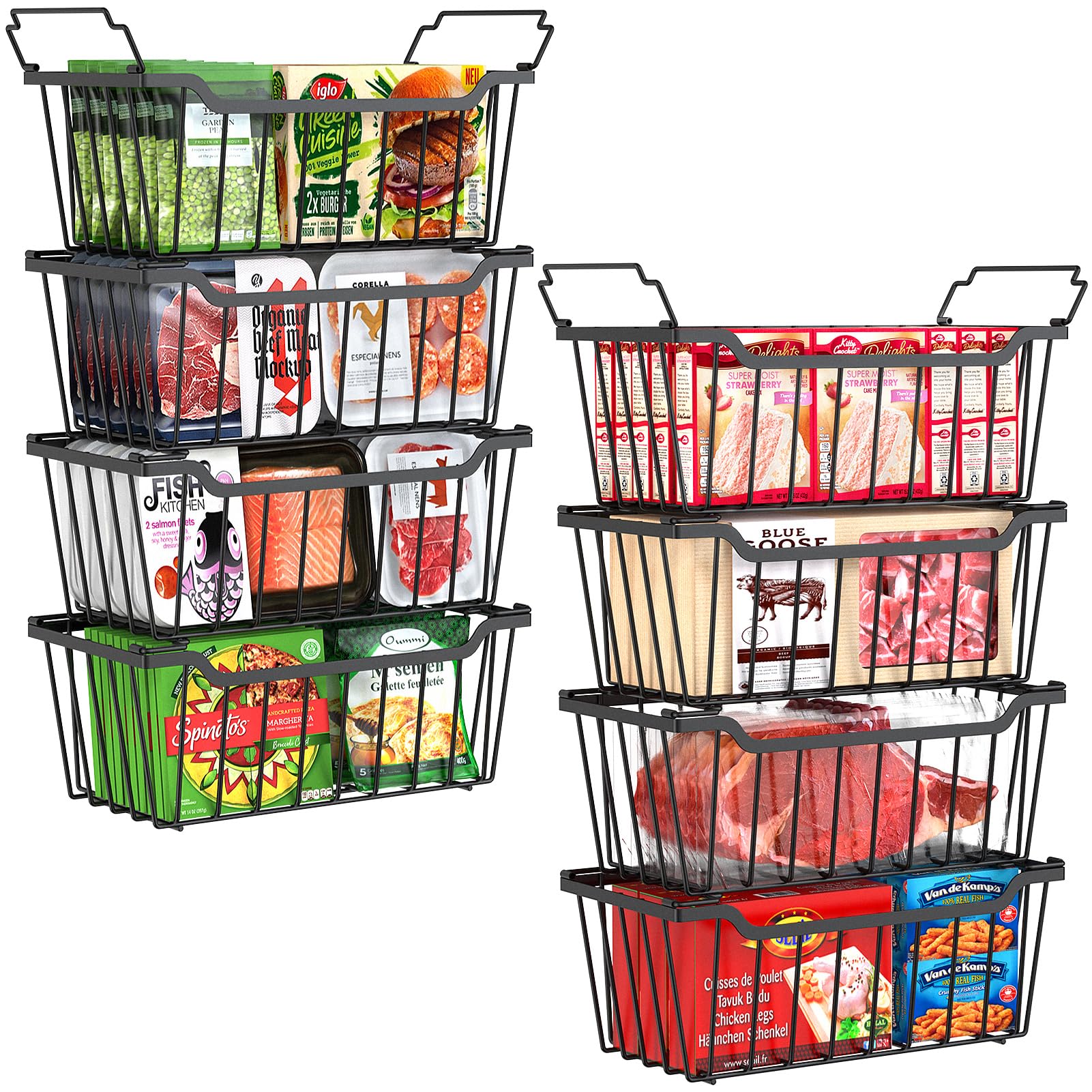 SUNALLY freezer bins front view stacked for easy access