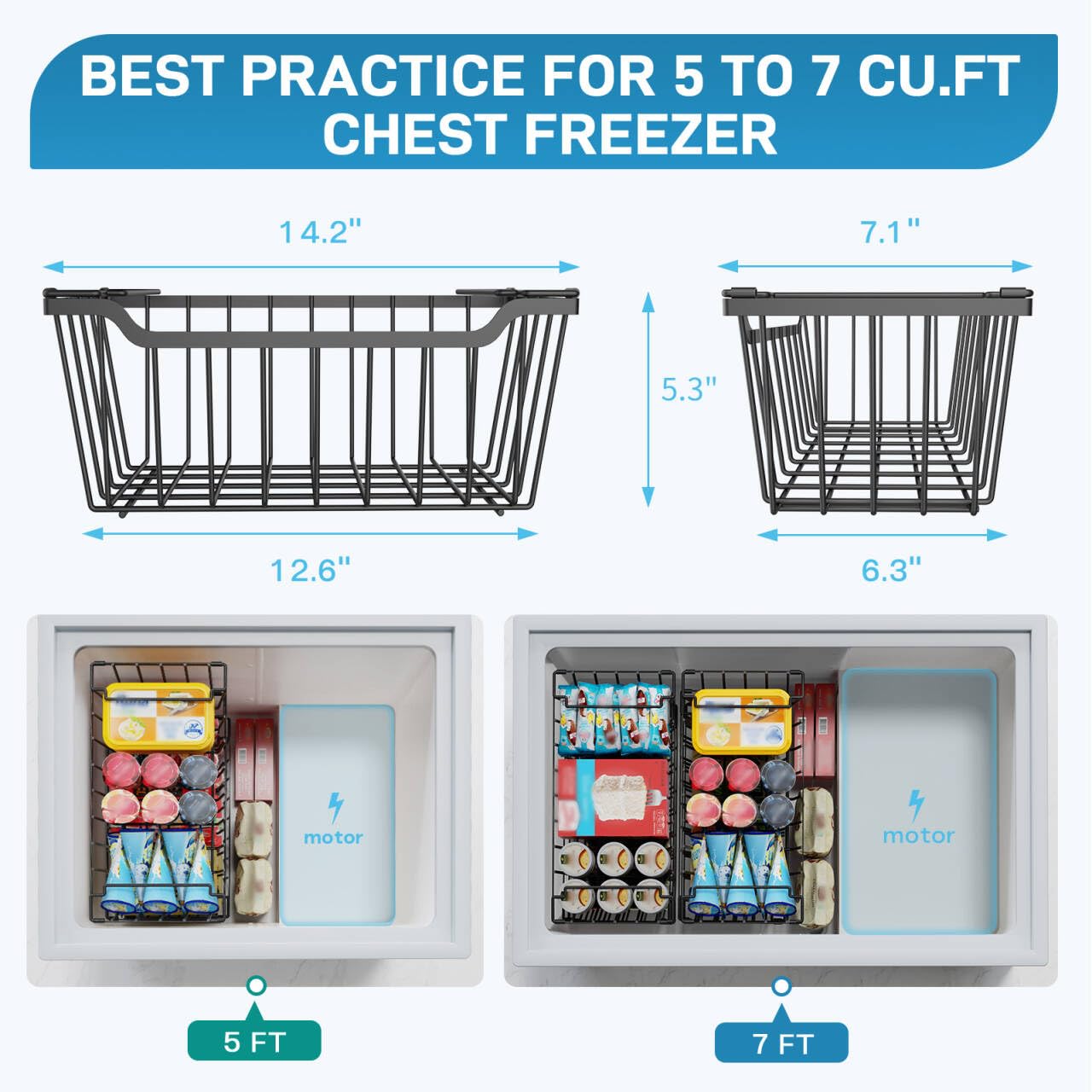 SUNALLY freezer bins side view shows compact, space-saving design