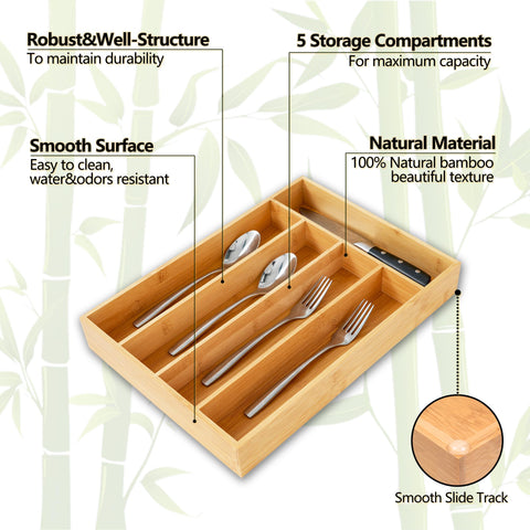 SUNBREATH Silverware Organizer with anti-slip feet stays steady