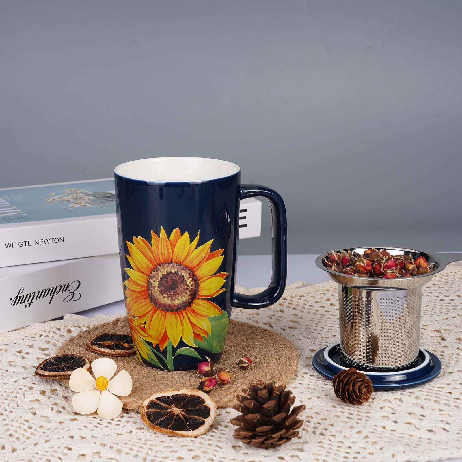 Sunddo 15oz tea mug designed for loose leaf tea servings