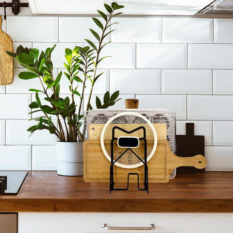 SUNFICON countertop rack keeps small kitchens organized and efficient.
