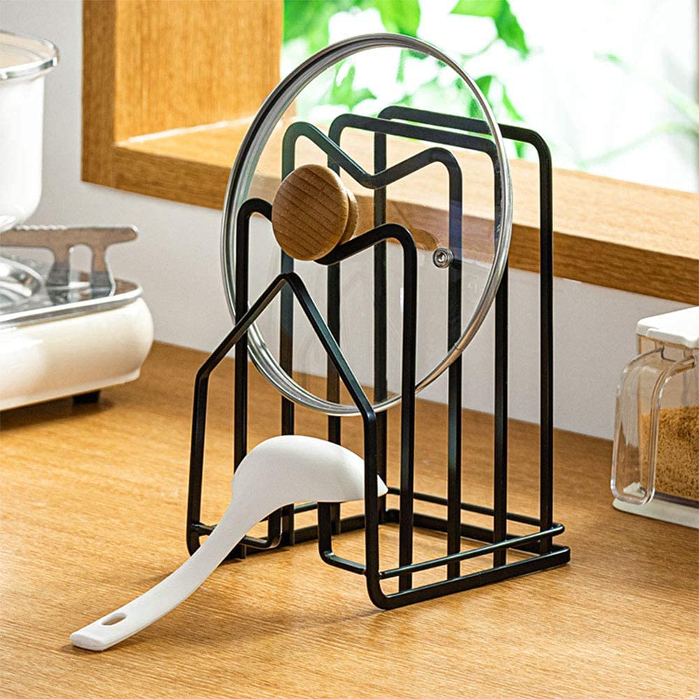 SUNFICON flat steel organizer side view demonstrates compact kitchen storage.