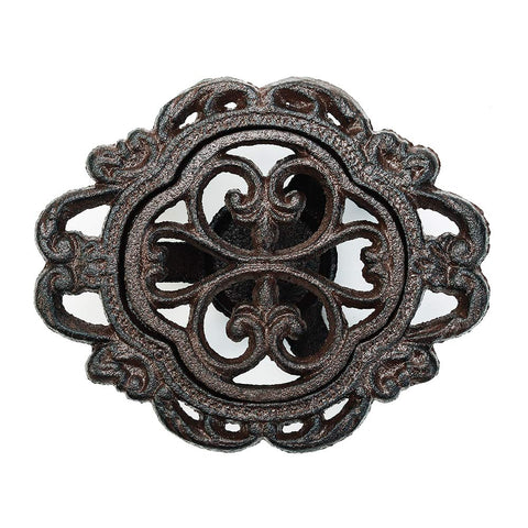 Sungmor cast iron teapot warmer stand adds rustic charm to tea service.