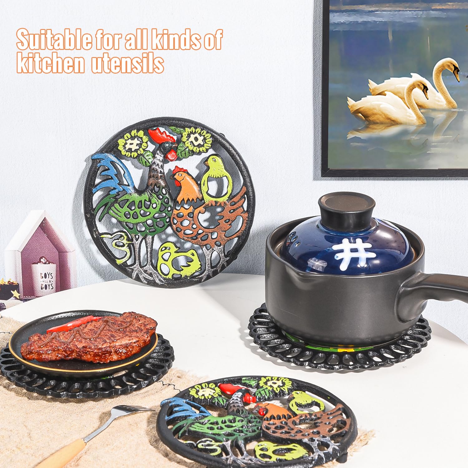 Sungmor heavy-duty cast iron trivet offers durability for daily cooking