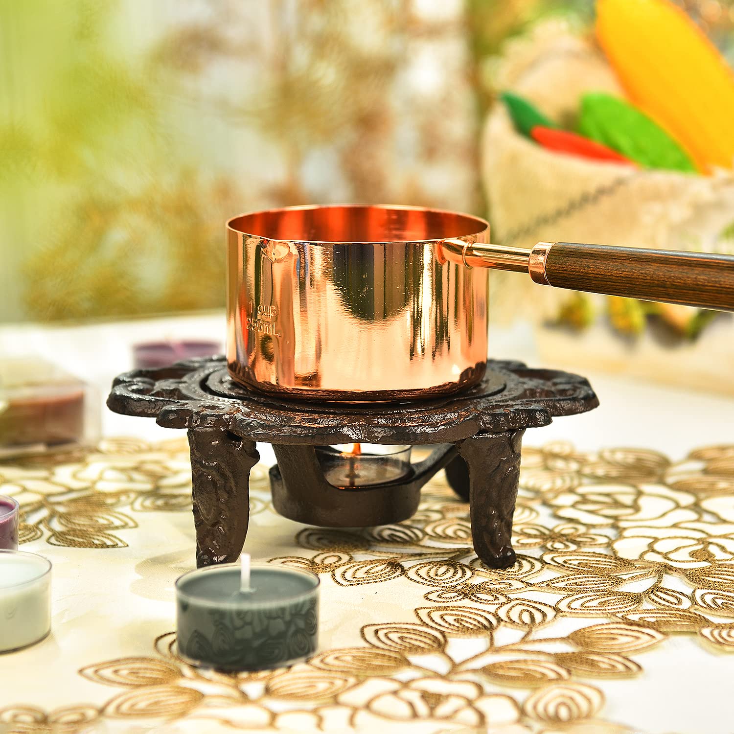 Sungmor tea warmer doubles as a heat safe dish and tealight holder.