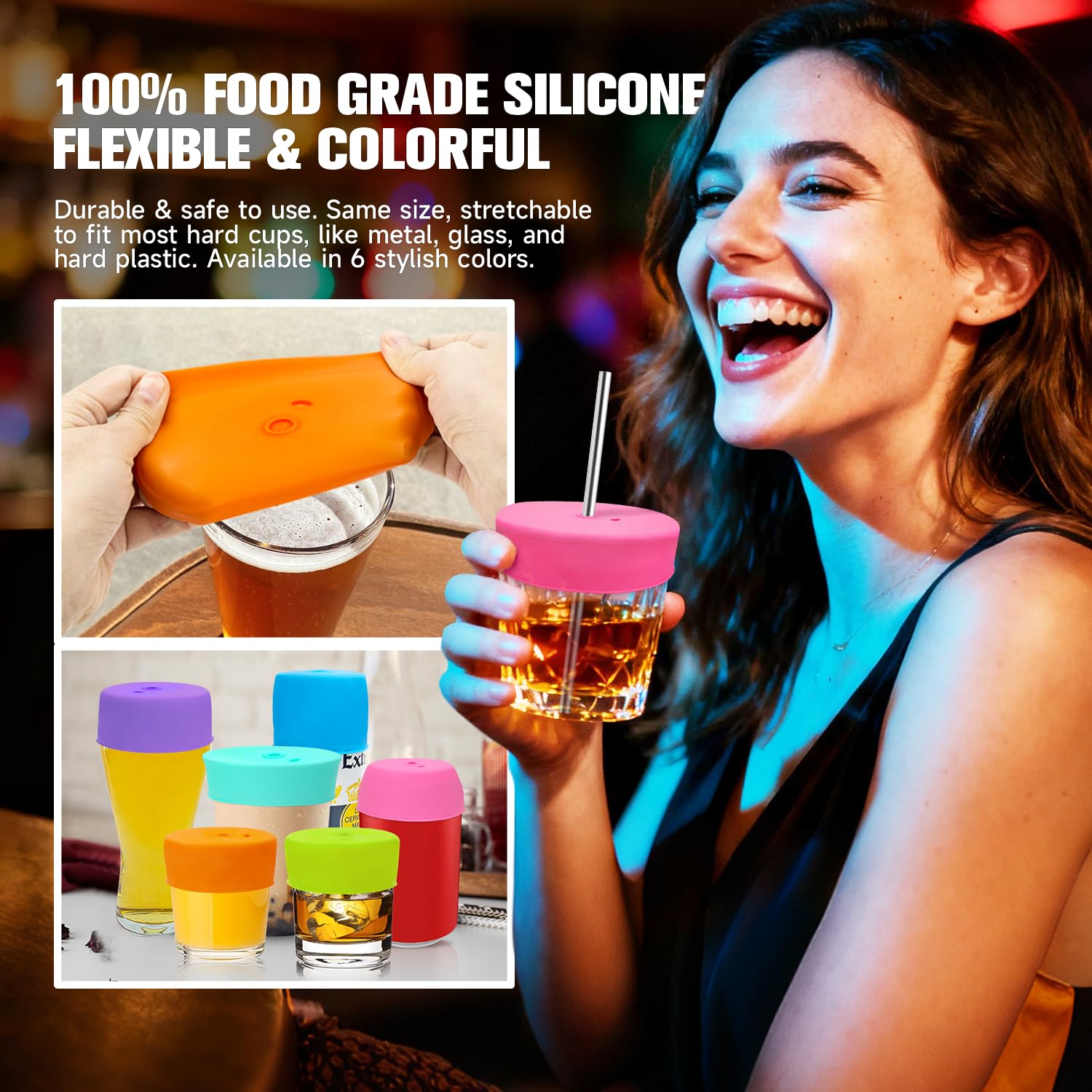 SUNGRACE silicone cover demonstrates flexible material around various cups
