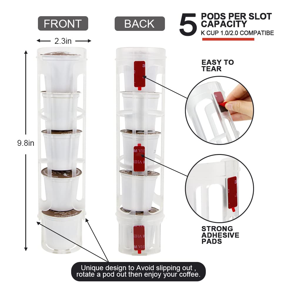 SUNGRACE K-Cup Holder adhesive pads enable easy installation on surfaces.