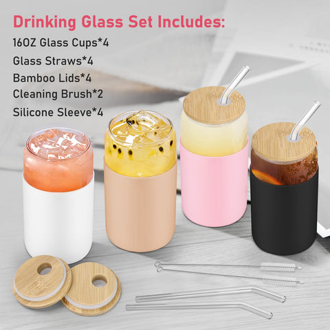 Sungwoo glass cups with silicone sleeve bottom protects hands and improves grip.