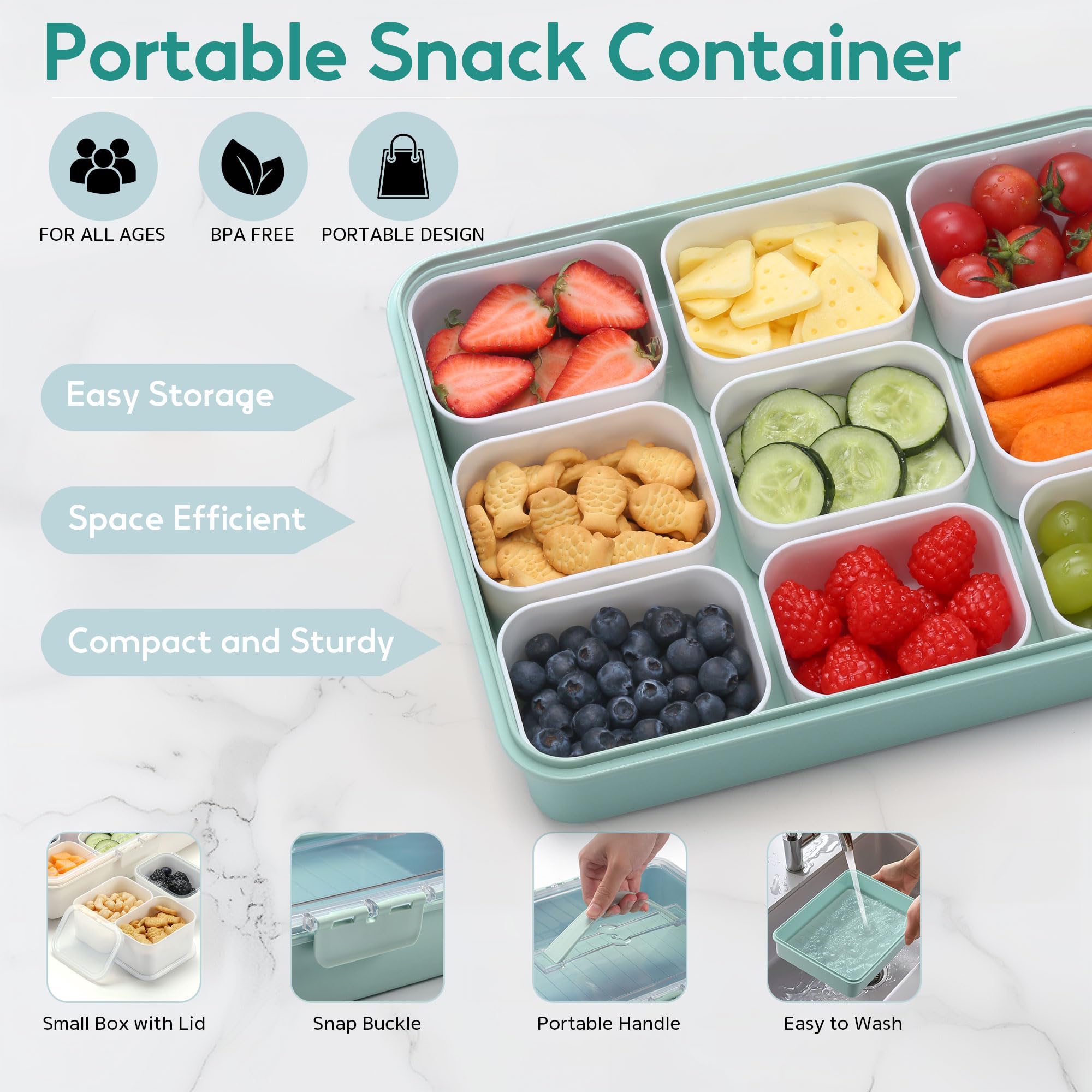 Sunhanny Snackle Box internal boxes are dishwasher safe for easy cleaning.