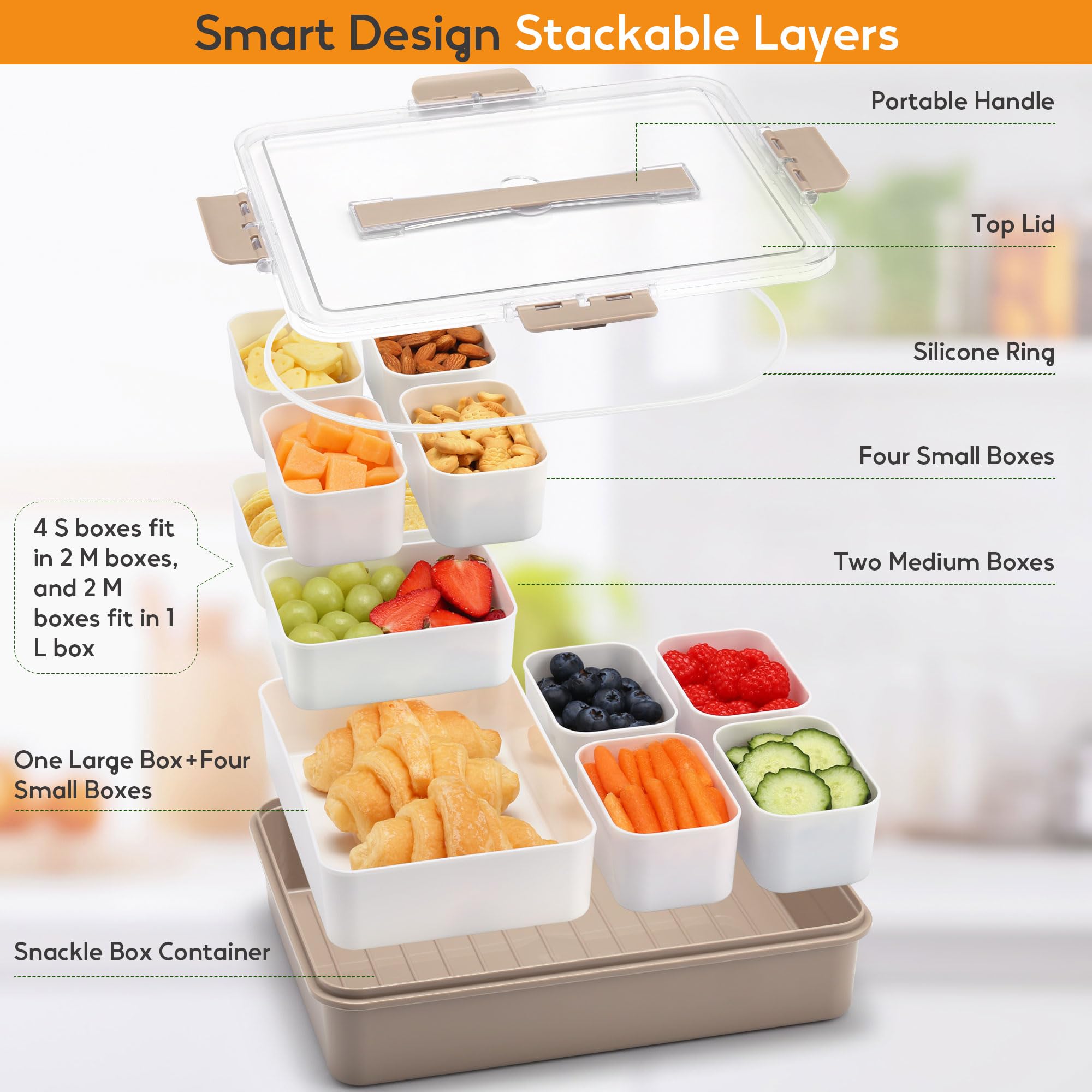 Sunhanny Snackle Box dishwasher-safe compartments simplify cleanup after meals