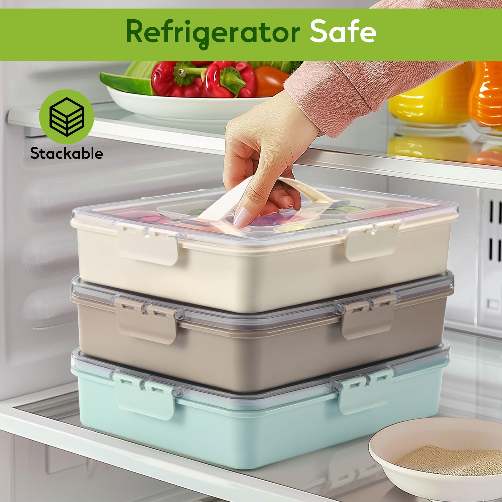 Sunhanny Snackle Box fridge-friendly design preserves freshness of snacks.