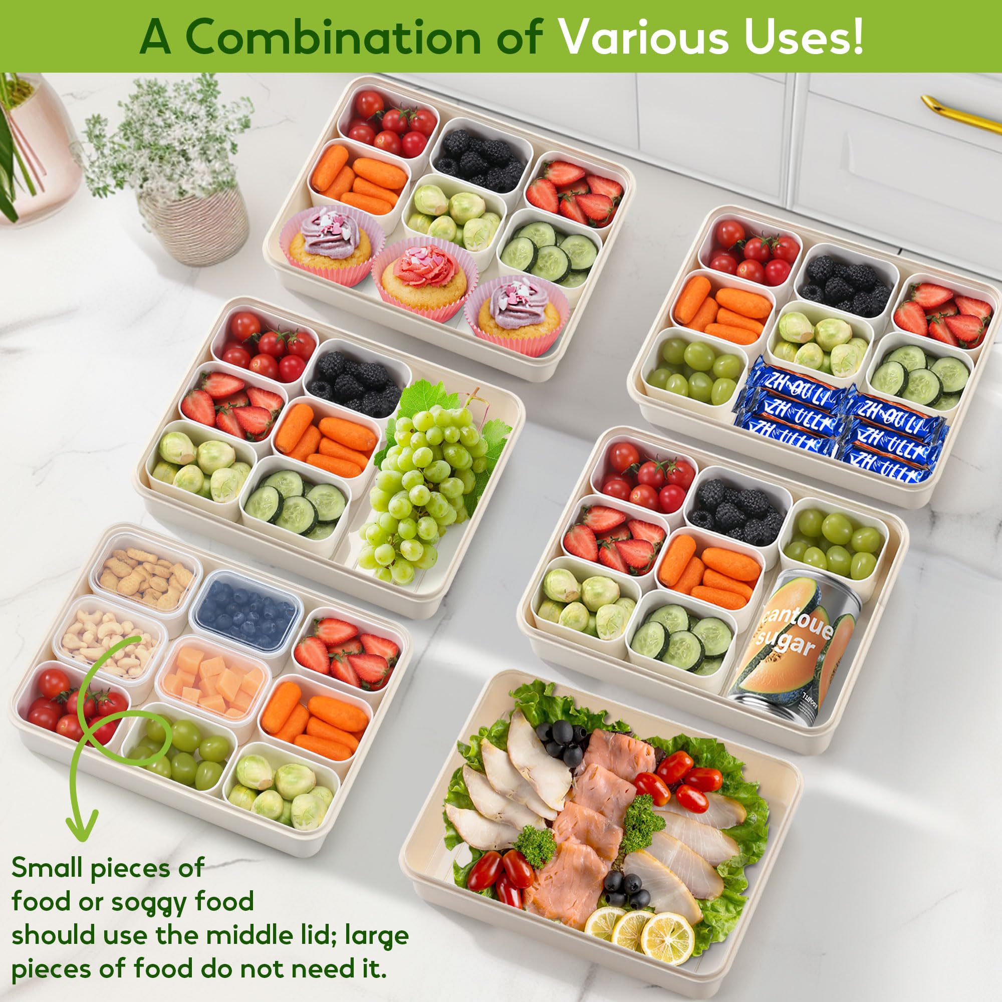 Sunhanny Snackle Box interior lids prevent mixing for organized meals.