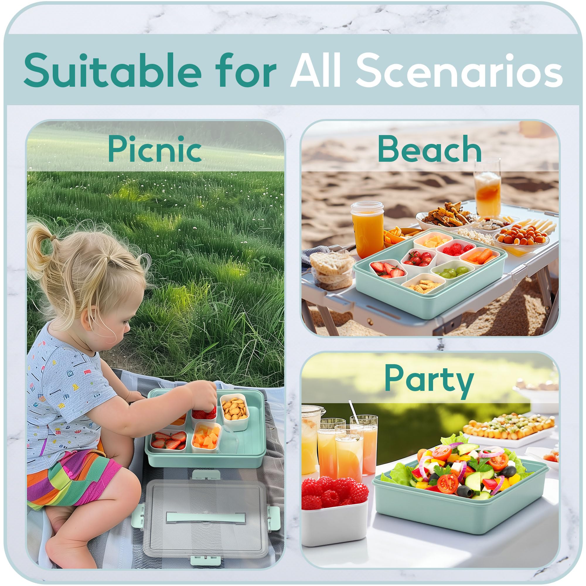 Sunhanny Snackle Box is a portable snack tray ideal for travel and parties.