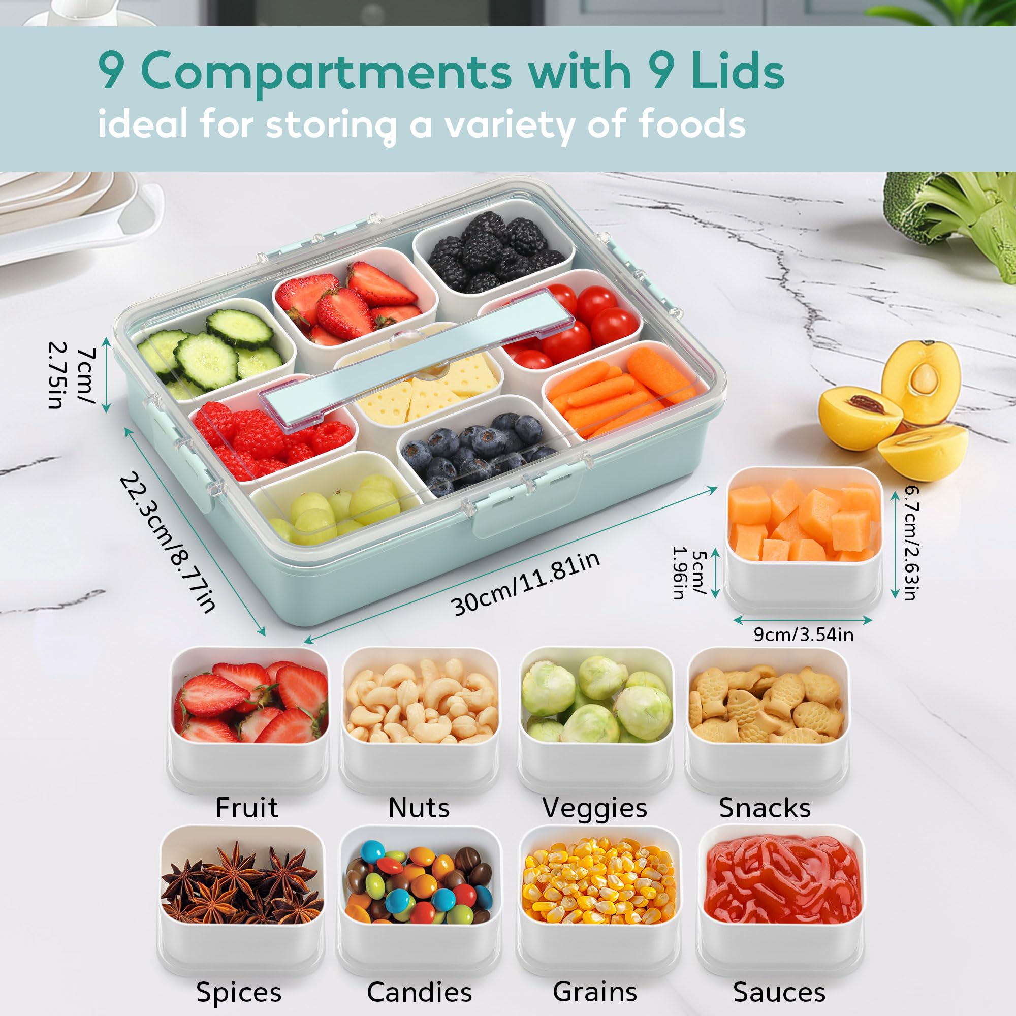 Sunhanny Snackle Box features sturdy latches and a handle for travel.