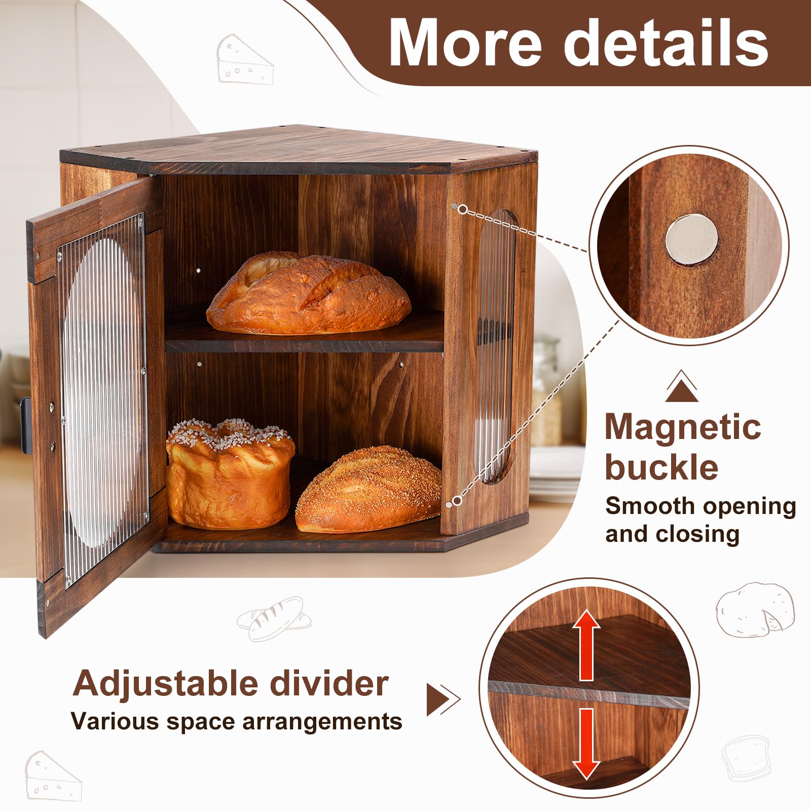 Sunhoo bread box acrylic window front view shows contents while preserving freshness