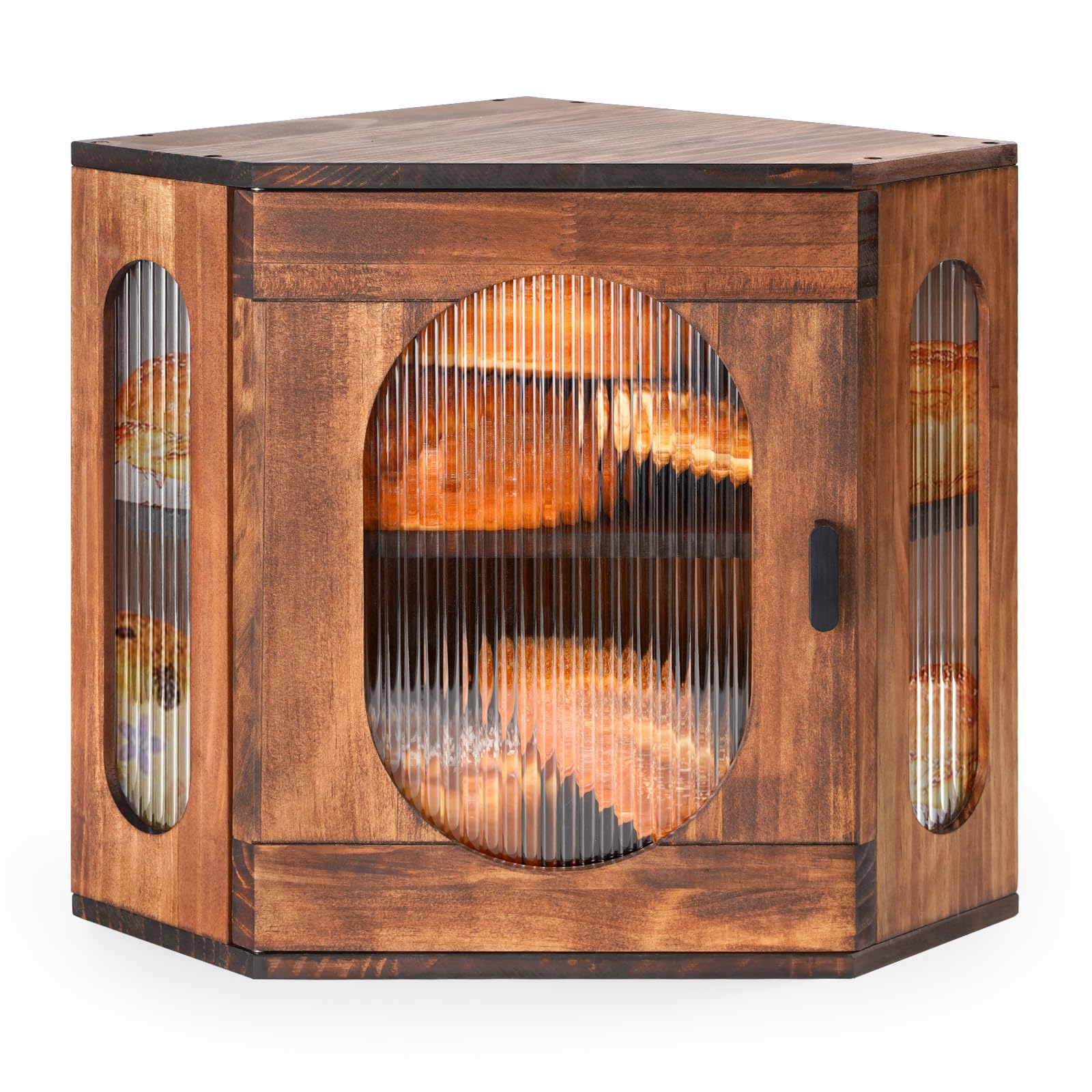 Sunhoo bread box corner storage brown keeps bread neatly organized on the counter