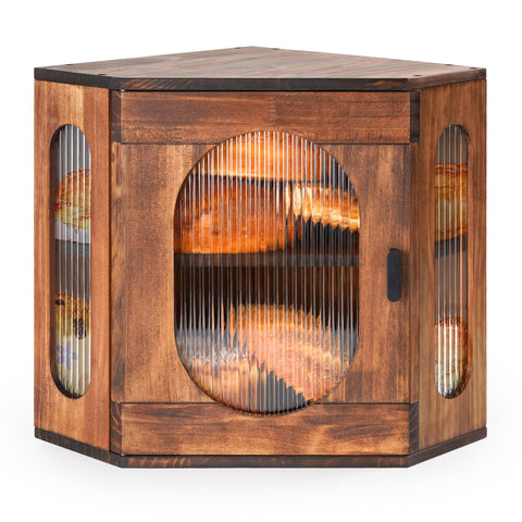 Sunhoo bread box corner storage brown keeps bread neatly organized on the counter