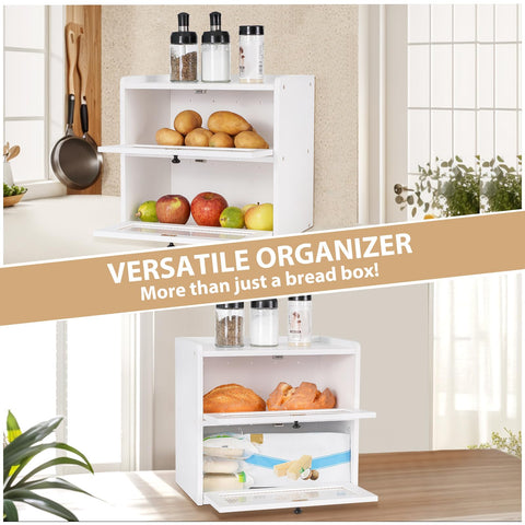 Sunhoo bread box double-layer design keeps items neatly separated and accessible