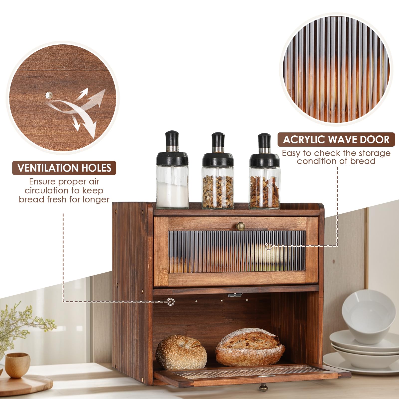 Sunhoo bread box flat-top design provides extra counter space