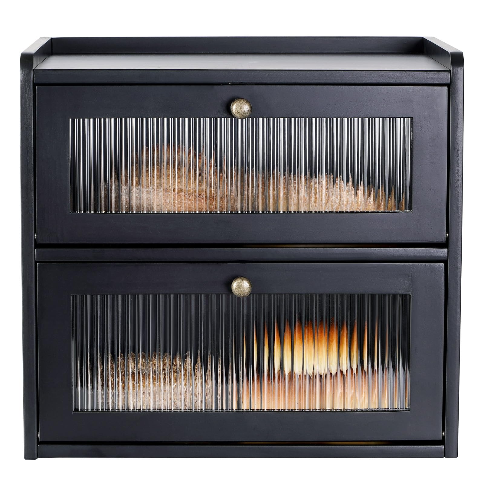 Sunhoo bread box front view with acrylic window for quick visibility