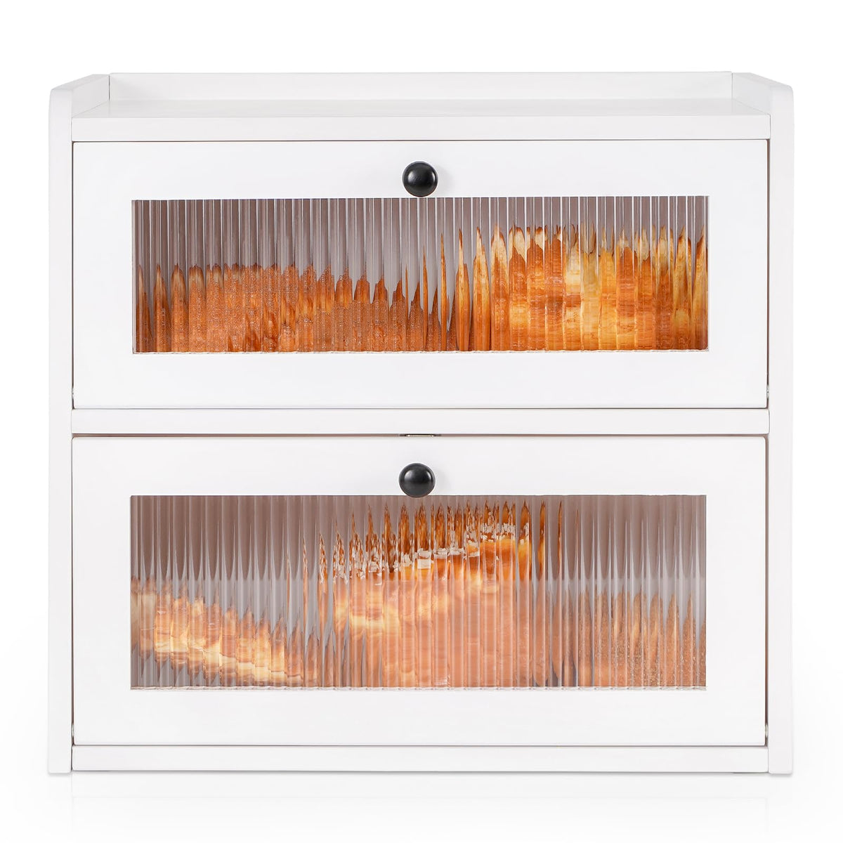 Sunhoo bread box front view on counter shows spacious storage for bread