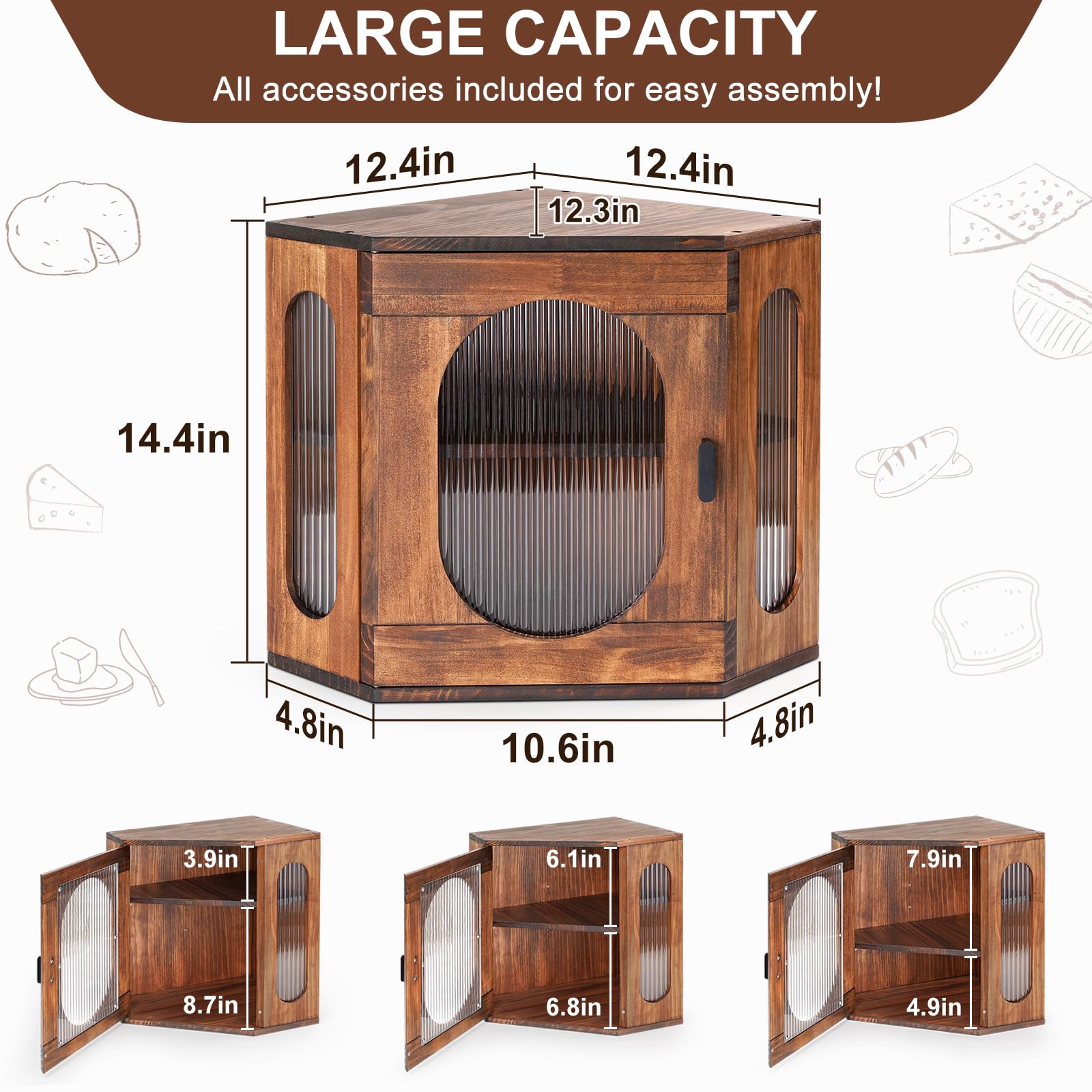 Sunhoo bread box magnetic closure and metal handle provide easy, secure access
