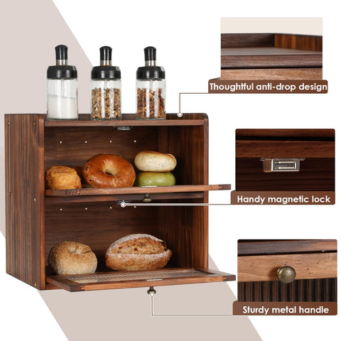 Sunhoo bread box magnetic door keeps contents clean