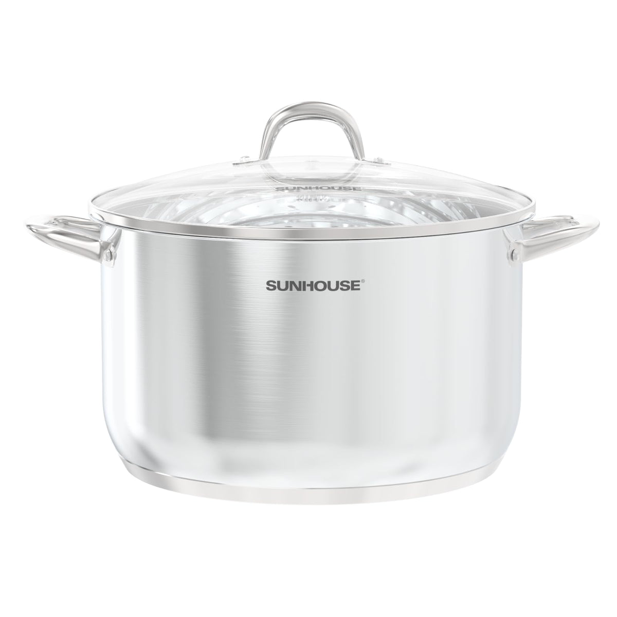 Sunhouse 15.5-quart stockpot with lid for large-batch cooking and efficient heat retention.