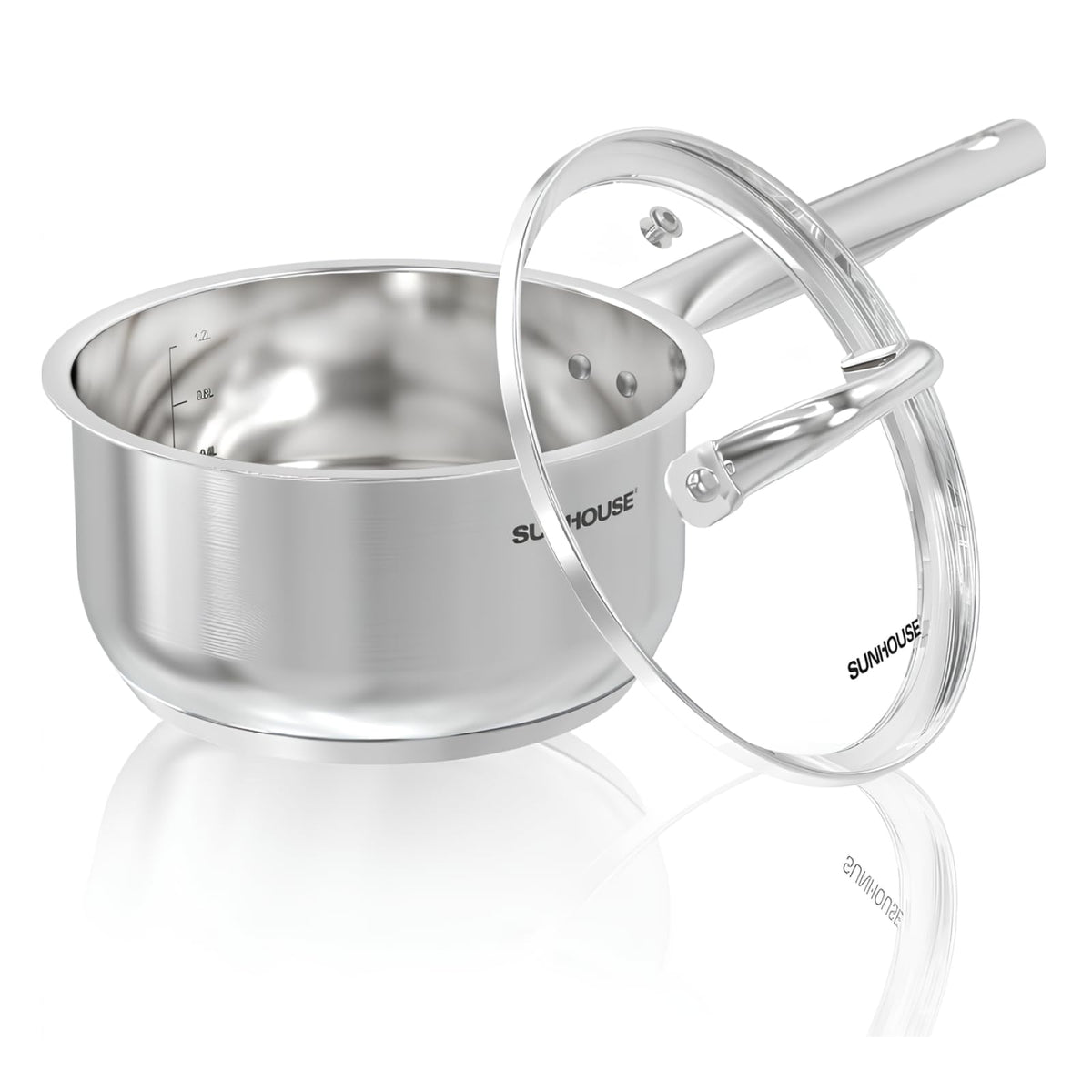 Sunhouse 3-quart saucepan with lid for even, steady heat while simmering sauces.